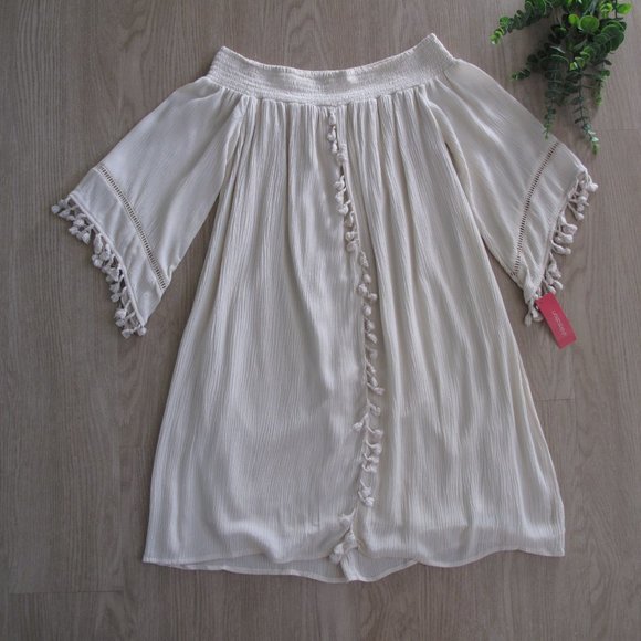 XHILARATION Off Shoulder Cream Dress NWT - Picture 1 of 14
